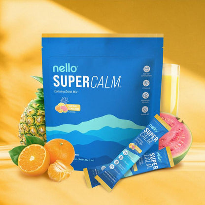 Nello Supercalm – Calming Drink Mix with KSM-66 Ashwagandha, Vitamin D3, Magnesium & L-Theanine – Supports Cortisol Balance, Mood & Sleep, Helps Manage Occasional Stress (20 Serving)!